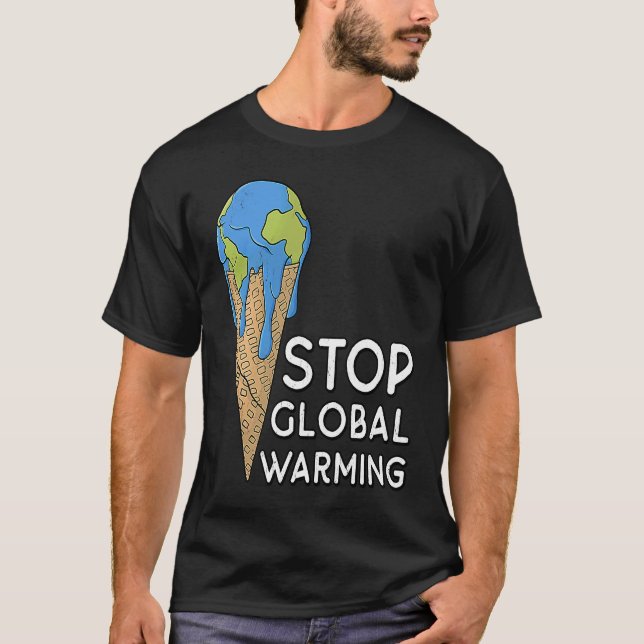 Stop Global Warming Melting Earth T-Shirt (Front)