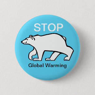 Stop global warming - Polar BEAR- Arctic- Ice blue 6 Cm Round Badge