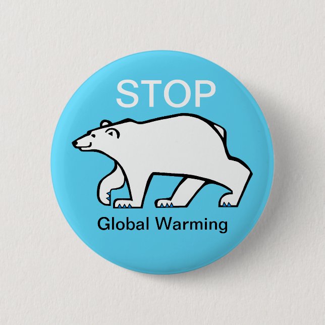 Stop global warming - Polar BEAR- Arctic- Ice blue 6 Cm Round Badge (Front)