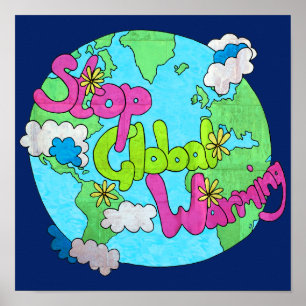 Stop Global Warming - Textured   Square Poster