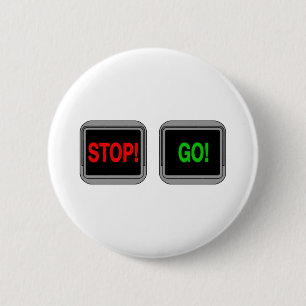 Stop Go 6 Cm Round Badge