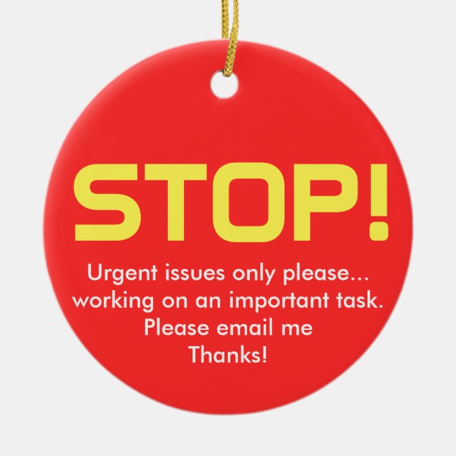 Stop/Go Office sign Ceramic Tree Decoration (Front)