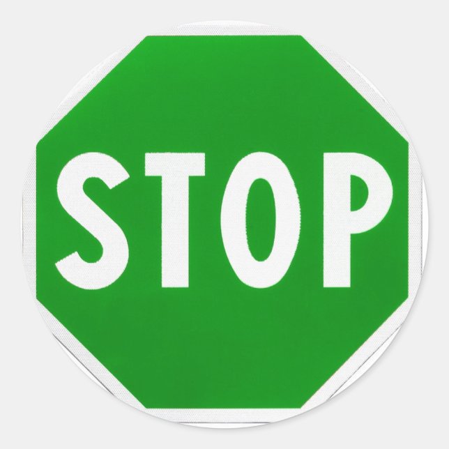 Stop Go Yes No Classic Round Sticker (Front)