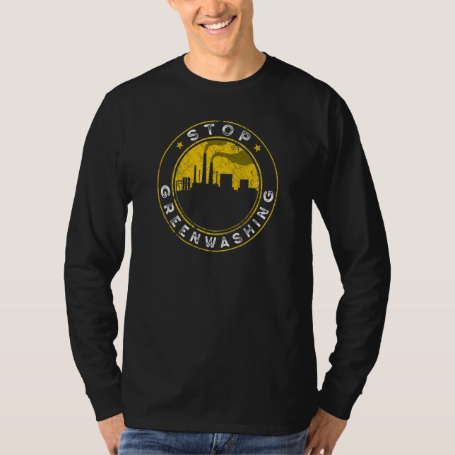 Stop Greenwashing CO2 Compensation Climate Protect T-Shirt (Front)