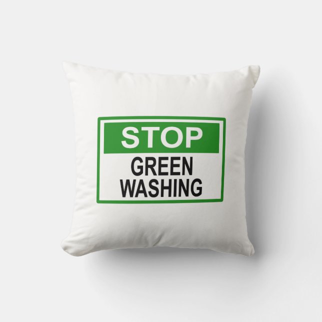 Stop Greenwashing Sign Cushion (Front)