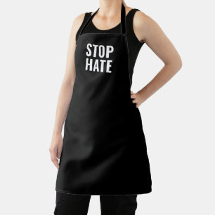 Stop Hate, black white Apron