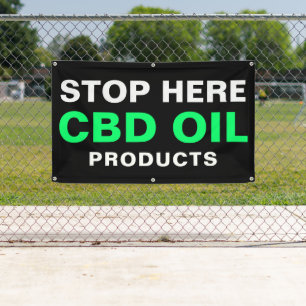 Stop Here For CBD Oil Bold Green Black Business Banner
