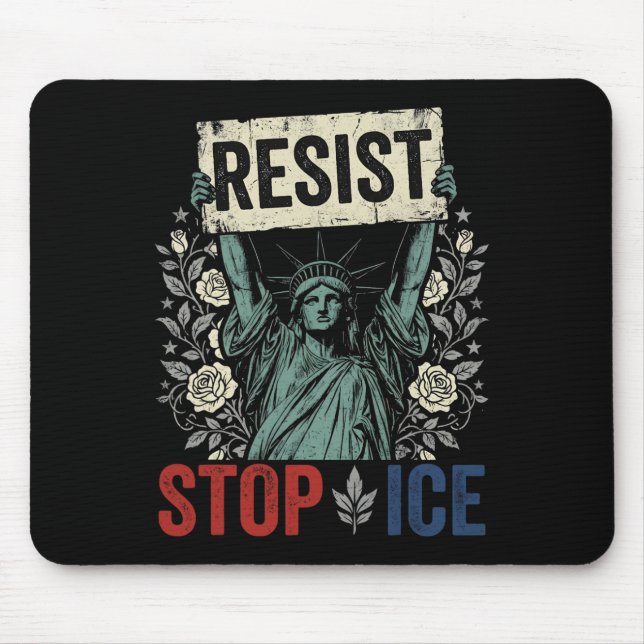 Stop Ice Funny Statue Of Liberty Boho Floral Resis Mouse Pad (Front)