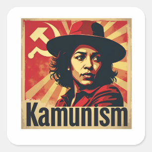 Stop Kamunism Harris Walz 2024 Comrade Kamala Square Sticker