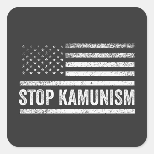 Stop Kamunism Harris Walz 2024 Comrade Kamala Square Sticker (Front)