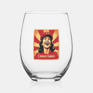 Stop Kamunism Harris Walz 2024 Comrade Kamala Stemless Wine Glass