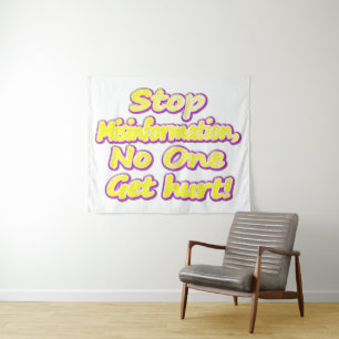 "Stop Misinformation" Cute Design. Buy Now Tapestry