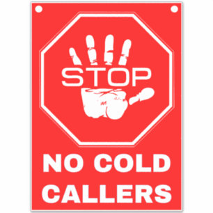 Stop No Cold Callers Sign - Red