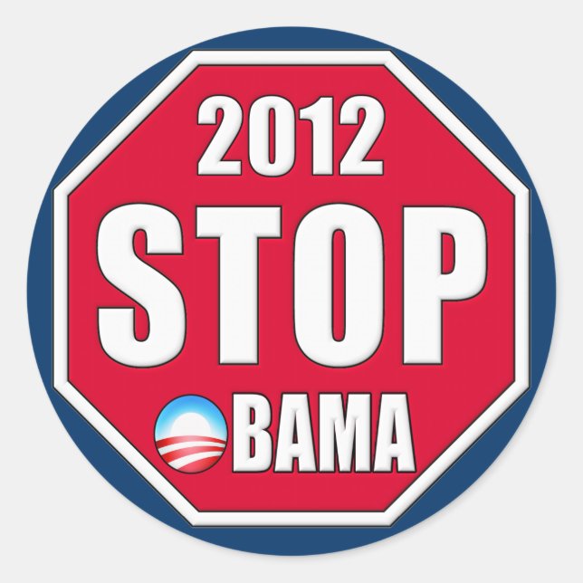 Stop Obama 2012 Classic Round Sticker (Front)