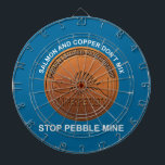 Stop Pebble Mine - Pebble Mine Penny Dartboard<br><div class="desc">Alaska already has one Copper River; it does not need another. A Pebble Mine Penny made from copper taken from the mine. As copper leaching from mine tailings will seriously impact salmon spawning grounds the coin features a fish skeleton. It also features text reading "IN PERPETUITY" (forever), which even the...</div>