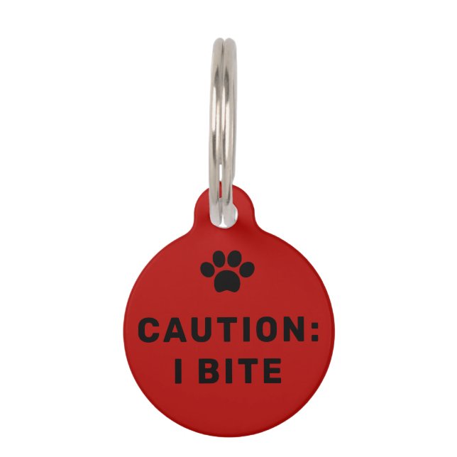 Stop Petting Me Dog ID Tag in Red (Front)
