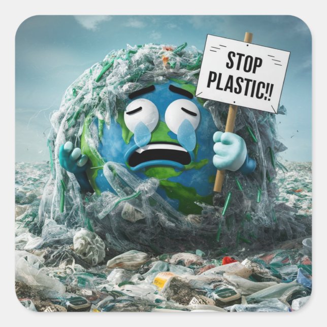 Stop plastic square sticker (Front)