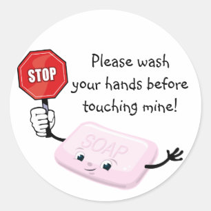 Stop Please Wash Hands Sticker