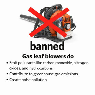 Stop Pollution Red X Leaf Blower Graphic  Square Sticker