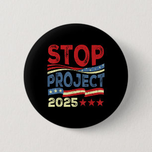 Stop Project 2025 Anti Trump Usa Flag Political 6 Cm Round Badge
