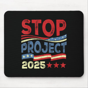 Stop Project 2025 Anti Trump Usa Flag Political Mouse Pad