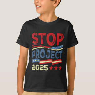 Stop Project 2025 Anti Trump Usa Flag Political T-Shirt