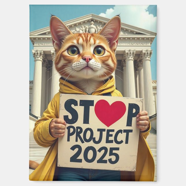 Stop Project 2025 Cat Magnet (Front)