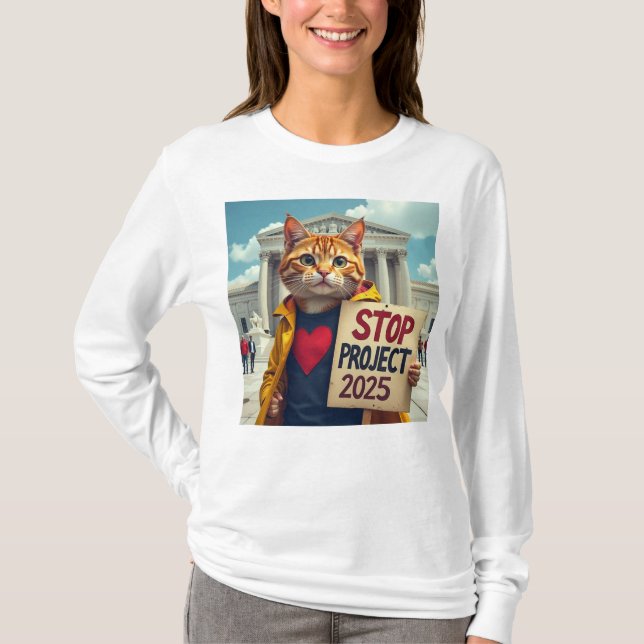 Stop Project 2025 Cats  T-Shirt (Front)