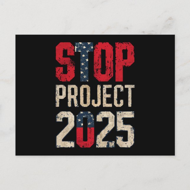 Stop Project 2025 Trump Biden Vintage Postcard (Front)
