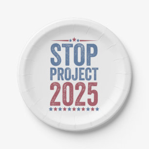 Stop Project 2025 Trump Harris American Patroitic Paper Plate