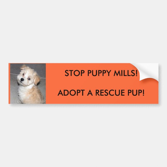 STOP PUPPY MILLS!ADOPT A RESCUSE PUP!... BUMPER STICKER (Front)