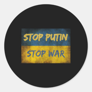 Stop Putin Stop War I Stand With Ukraine Ukrainian Classic Round Sticker