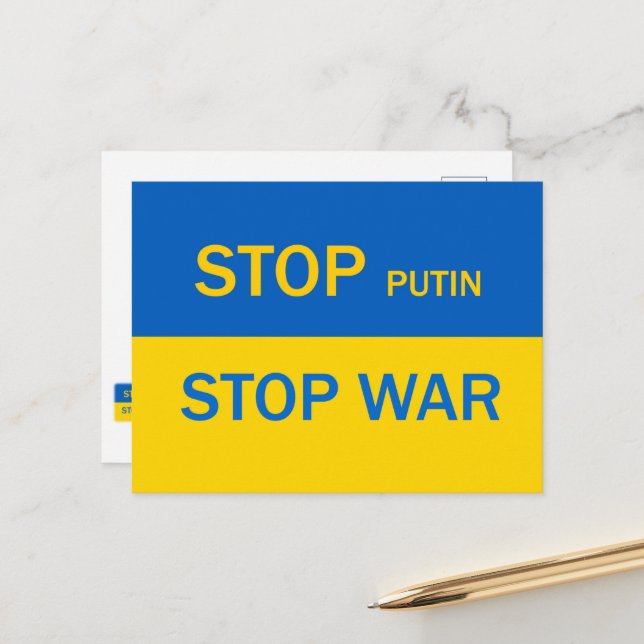 Stop Putin, Stop War Postcard! Postcard (Front/Back In Situ)