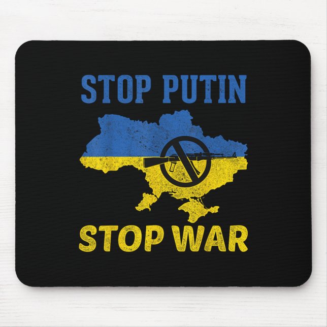 Stop Putin Stop War Stand With Ukraine Free Ukrain Mouse Pad (Front)