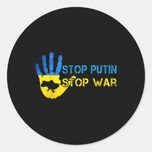 Stop Putin Stop War Support Ukraine I Stand With U Classic Round Sticker