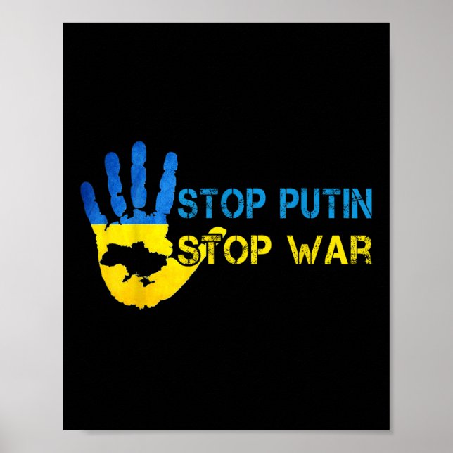 Stop Putin Stop War Support Ukraine I Stand With U Poster (Front)
