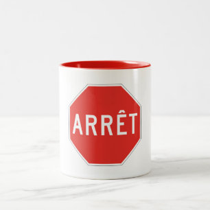 Stop, Quebec, Traffic Sign, Canada Two-Tone Coffee Mug