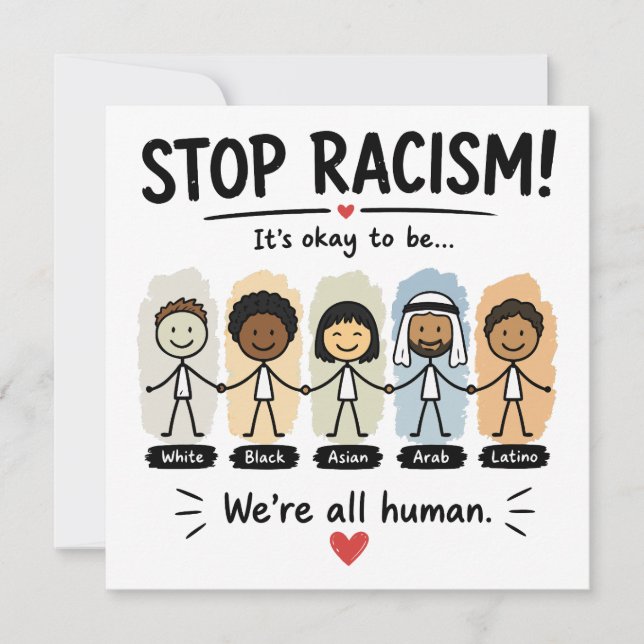 Stop racism we're all human invitation (Front)