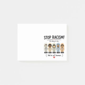 Stop racism we're all human post-it notes
