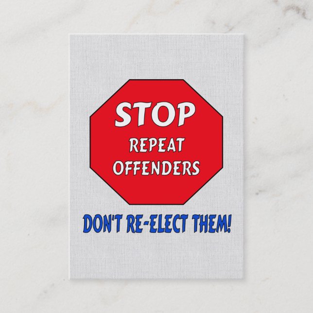 Stop Repeat Offenders Business Card (Front)