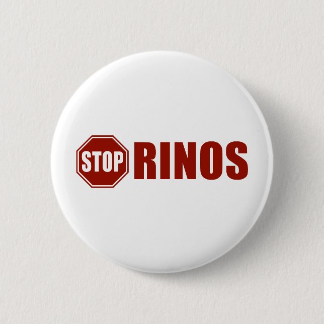Stop RINOs 6 Cm Round Badge (Front)