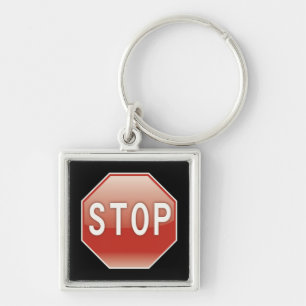 Stop   Road Signs Key Ring