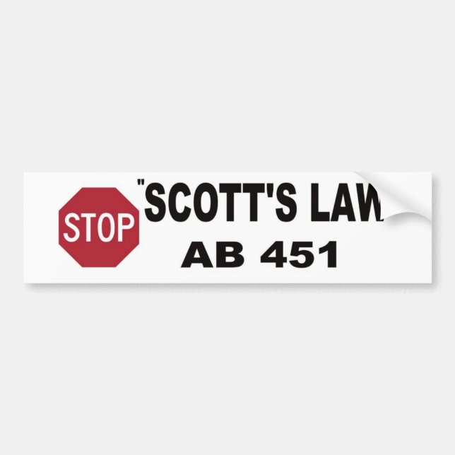 STOP SCOTT'S LAW BUMPER STICKER (Front)