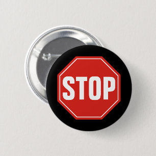 STOP Sign 6 Cm Round Badge