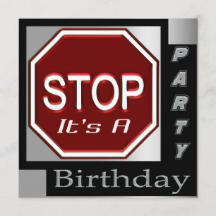 Stop Sign Customised Birthday Party Invitations