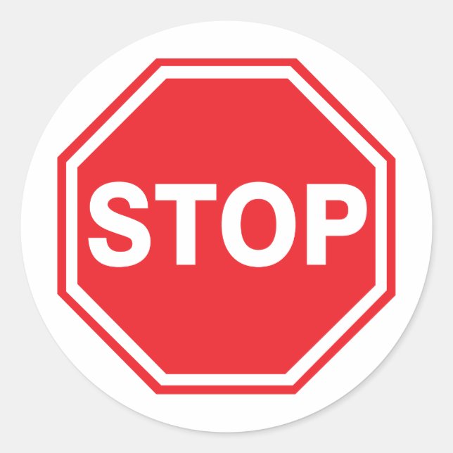 Stop Sign Decal Classic Round Sticker (Front)