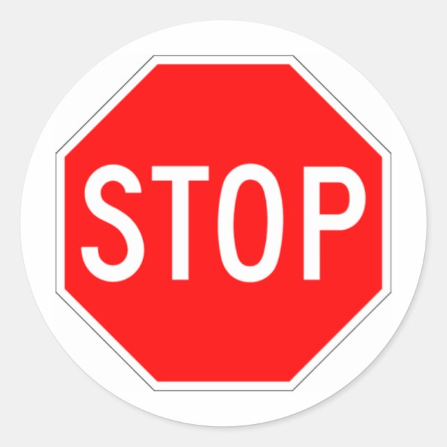 Stop Sign - Highway Hexagon Classic Round Sticker (Front)