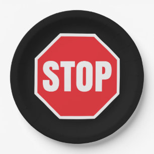 stop sign paper plate