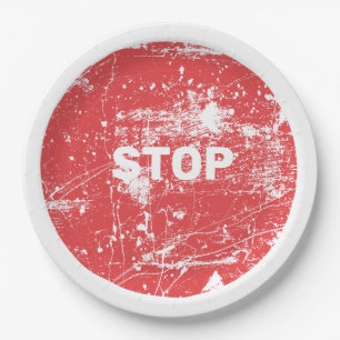 Stop sign paper plate