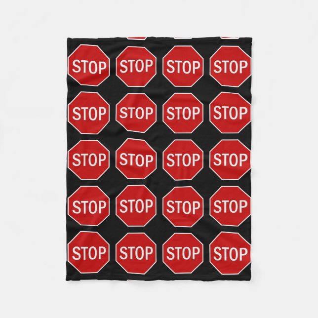Stop sign pattern fleece kids blanket (Front)